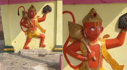 Hardoi Miscreants vandalize Hanuman idol villagers express anger Police restore the idol