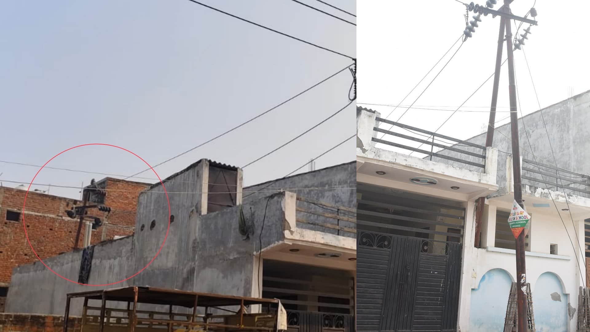 Lucknow: Not only the high tension power lines but even the poles were brought inside the house.