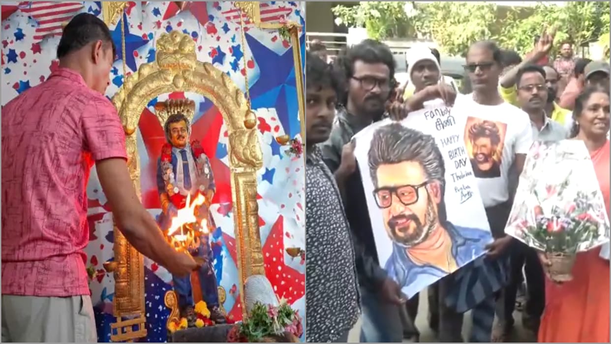 Rajinikanth Birthday Fans Gathering Outside Of His House With Poster And Photos In Hands To Wish And Meet Him