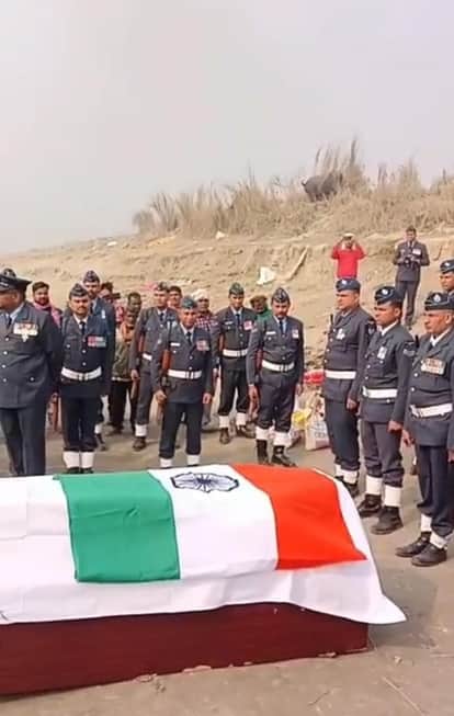 Air Force soldier Sergeant Aditya Sharan was given final farewell in his village in Chapra.