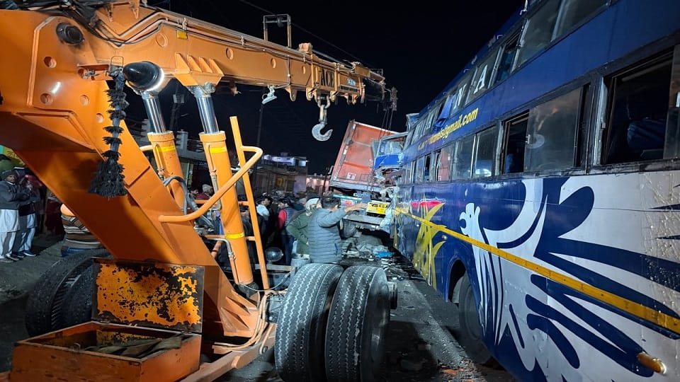 The bus collided with a trolley dumper parked on the side of the bazpur highway