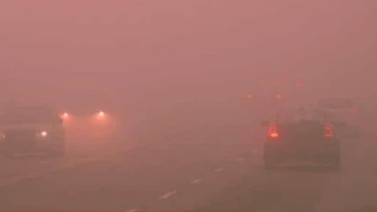 The city was engulfed in fog for the first time in the season, police issued advisory for motorists.