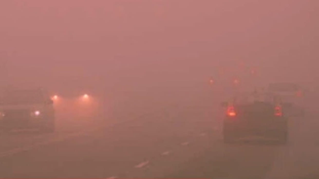 The city was engulfed in fog for the first time in the season, police issued advisory for motorists.