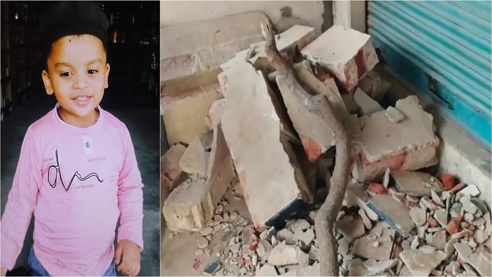 innocent child died after being buried under debris of wall in mainpuri