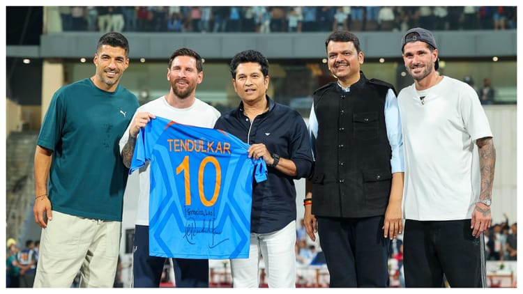 Messi in India: वानखेड़े में सचिन और मेसी की हुई मुलाकात, मास्टर ब्लास्टर ने बताया सुनहरा पल; देखें तस्वीरें
