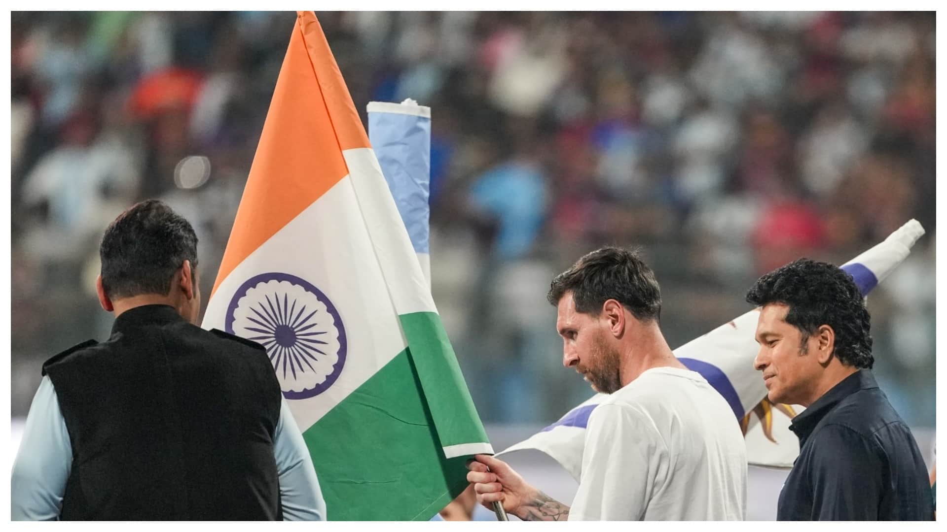 Lionel Messi GOAT India tour Argentina Football star come together with Sachin Tendulkar at Wankhede photos