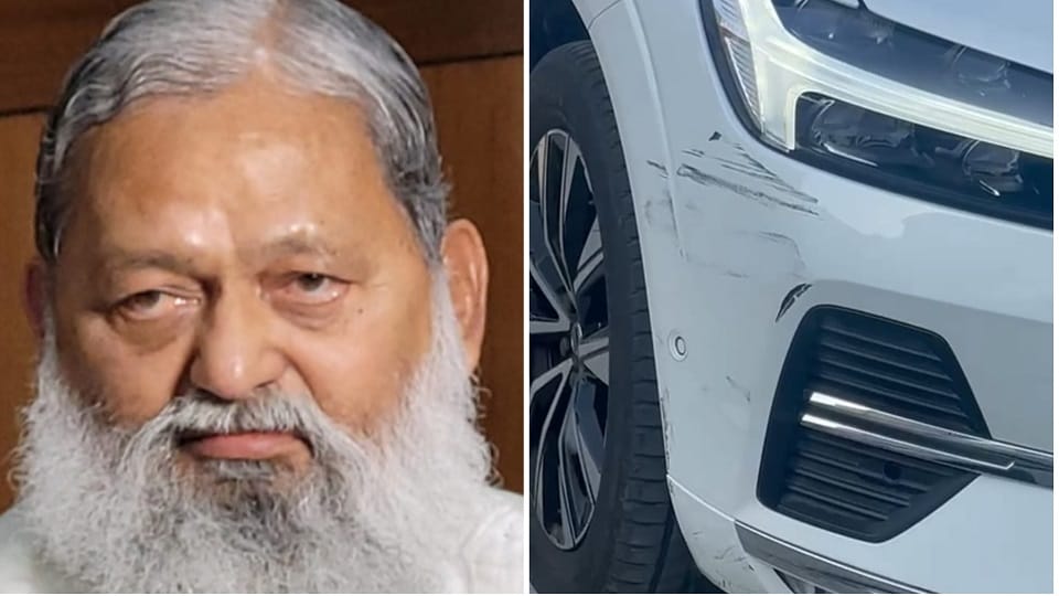 Haryana minister narrowly escapes road accident another car collided with Vij car after breaking through the s