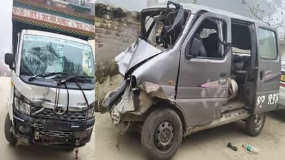 हादसे में क्षतिग्रस्त लोडर और कार