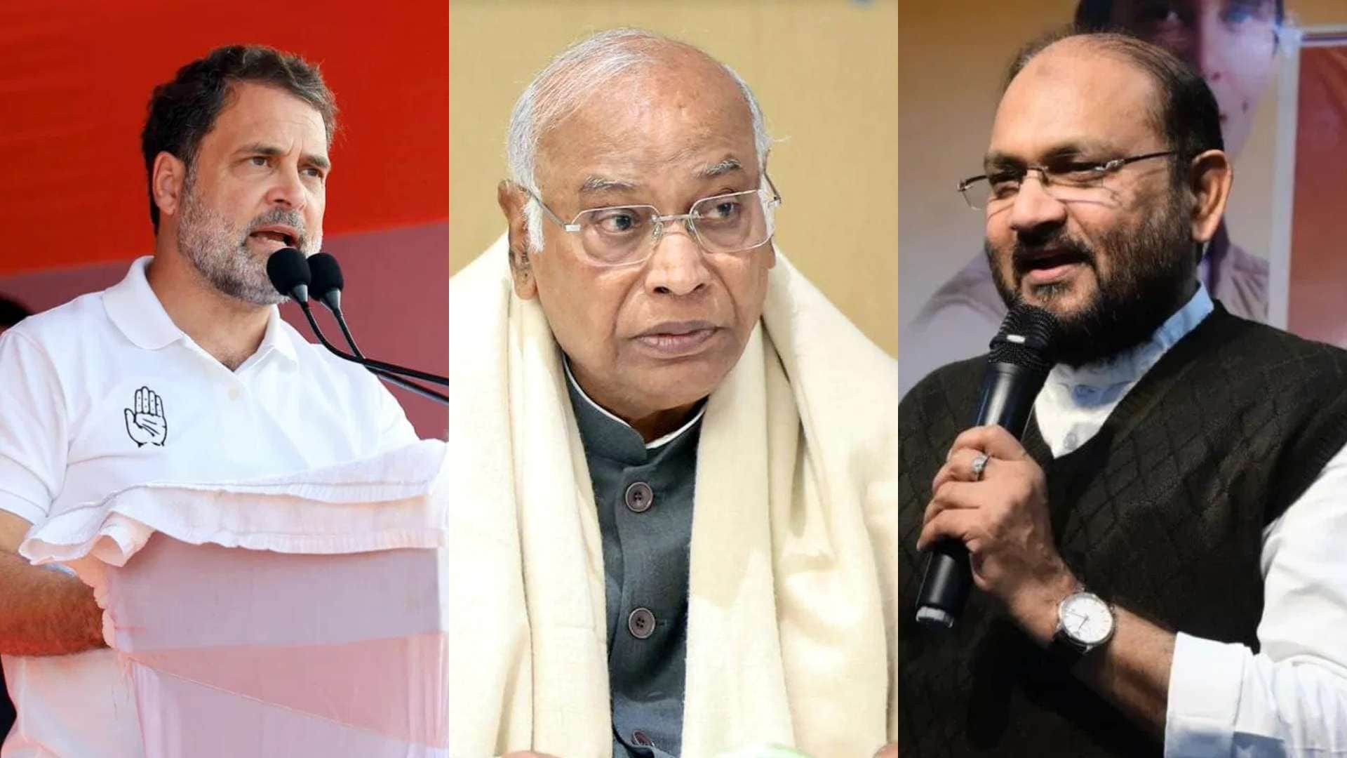 कांग्रेस राहुल गांधी, मल्लिकार्जुन खरगे और पूर्व विधायक मोहम्मद मोकिम