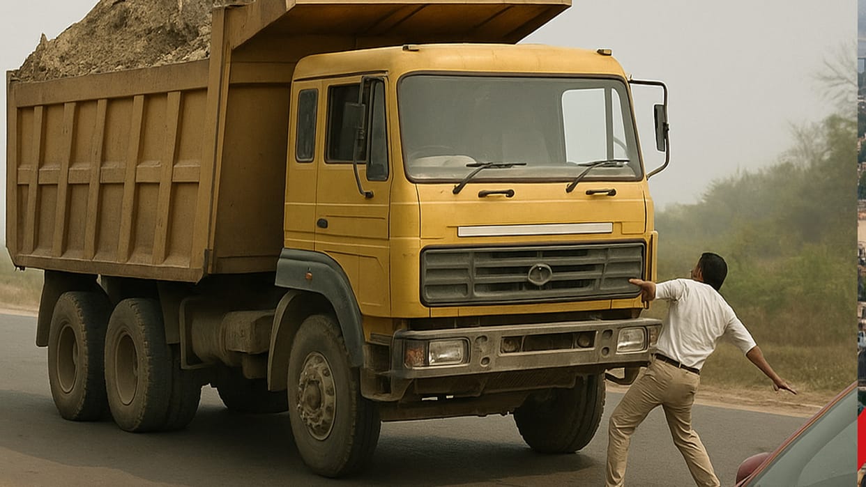 Truck tries to crush mining inspector while checking overloaded vehicles, vehicle damaged