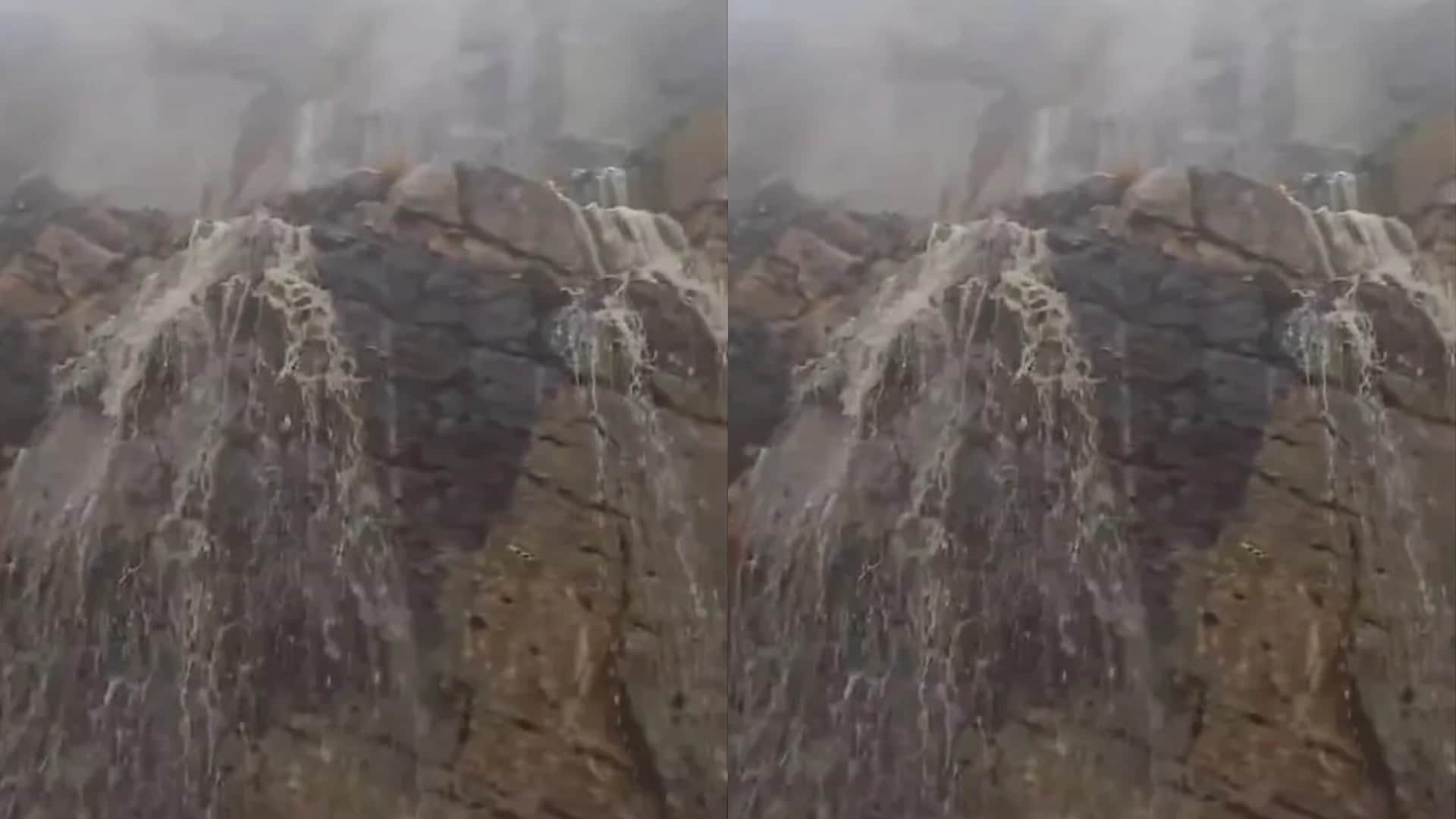 बारिश के बहते झरने का वीडियो वायरल