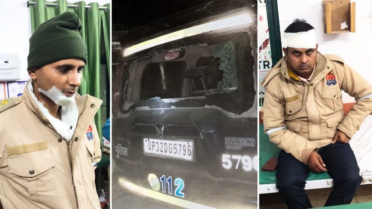 विवाद की सूचना पर पहुंची पुलिस पर पथराव: चौकी प्रभारी समेत तीन घायल, गाड़ी भी तोड़ी, तनाव के चलते पुलिस तैनात