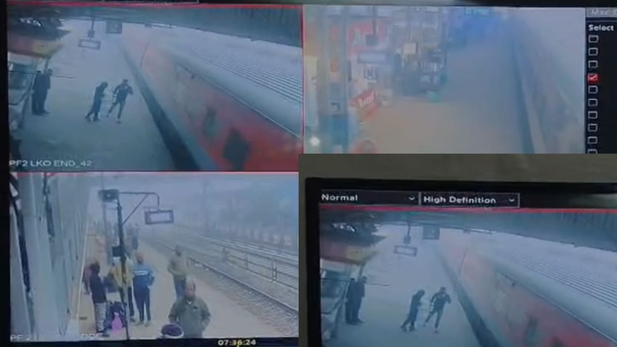 GRP jawan saved passenger while getting off train at Bareilly Junction