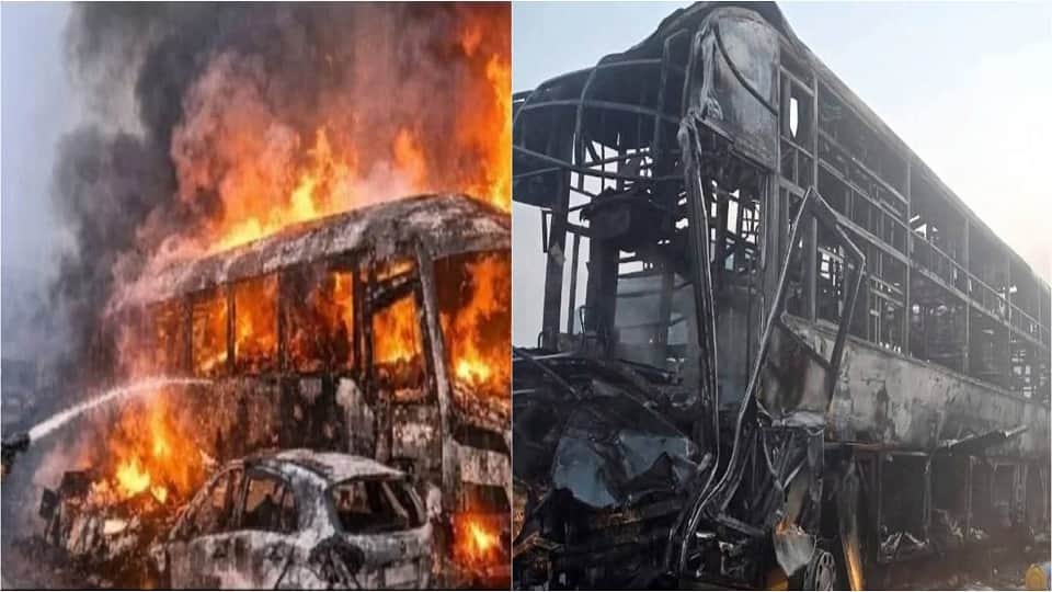 accident on Yamuna Expressway 12 buses three cars colliding in fog killing 13 passengers injured 100