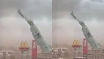 Strong winds in Brazil caused the Statue of Liberty to collapse causing widespread uproar Video goes Viral