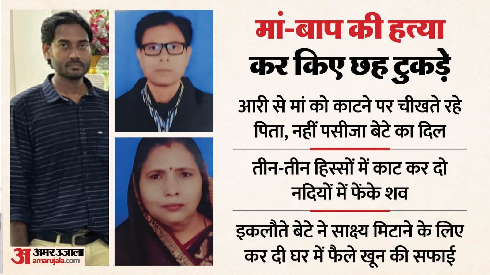 Double murder in Jaunpur Son cuts parents into six pieces and throws bodies into two rivers