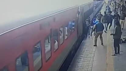 Woman narrowly escapes after slipping while boarding a moving train; RPF inspector saves her life