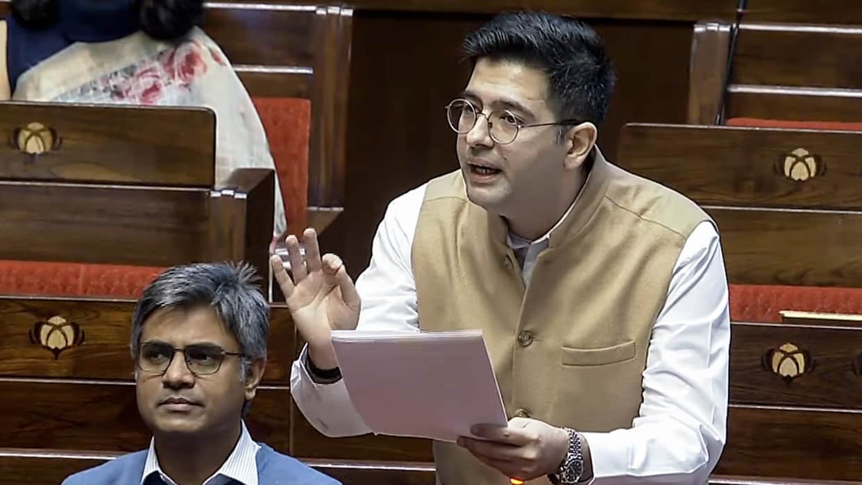 Minimum bank balance penalty Raghav Chadha Rajya Sabha 19000 crore bank penalty