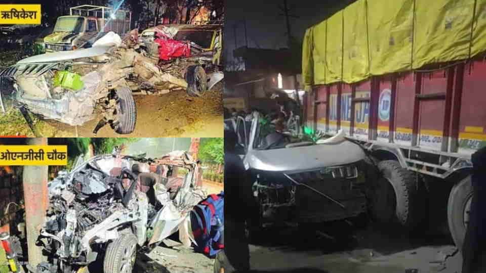 Rishikesh Accident was similar to one at ONGC Chowk in Dehradun speeding  SUV then crashed into truck  picture