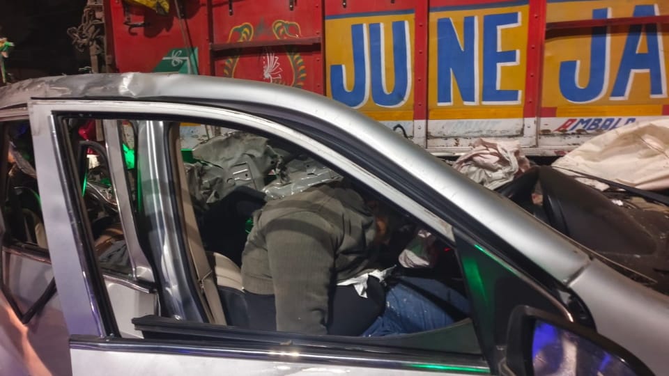 Rishikesh Accident Speeding Car completely destroyed after colliding with truck four bodies recovered  Photos