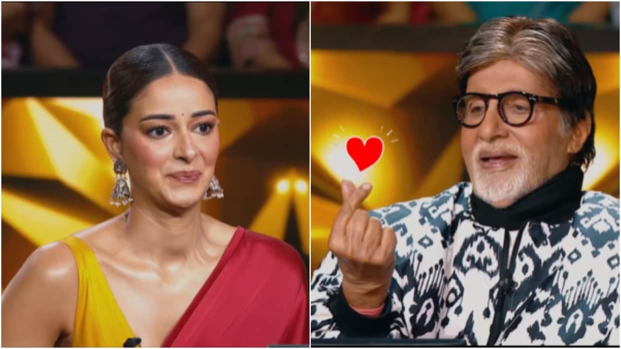 kaun banega crorepati kartik aaryan asks personal question amitabh bachchan funny reaction ananya panday