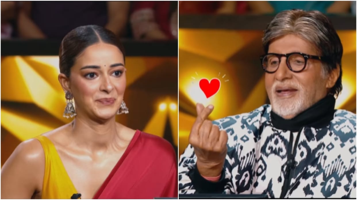 kaun banega crorepati kartik aaryan asks personal question amitabh bachchan funny reaction ananya panday