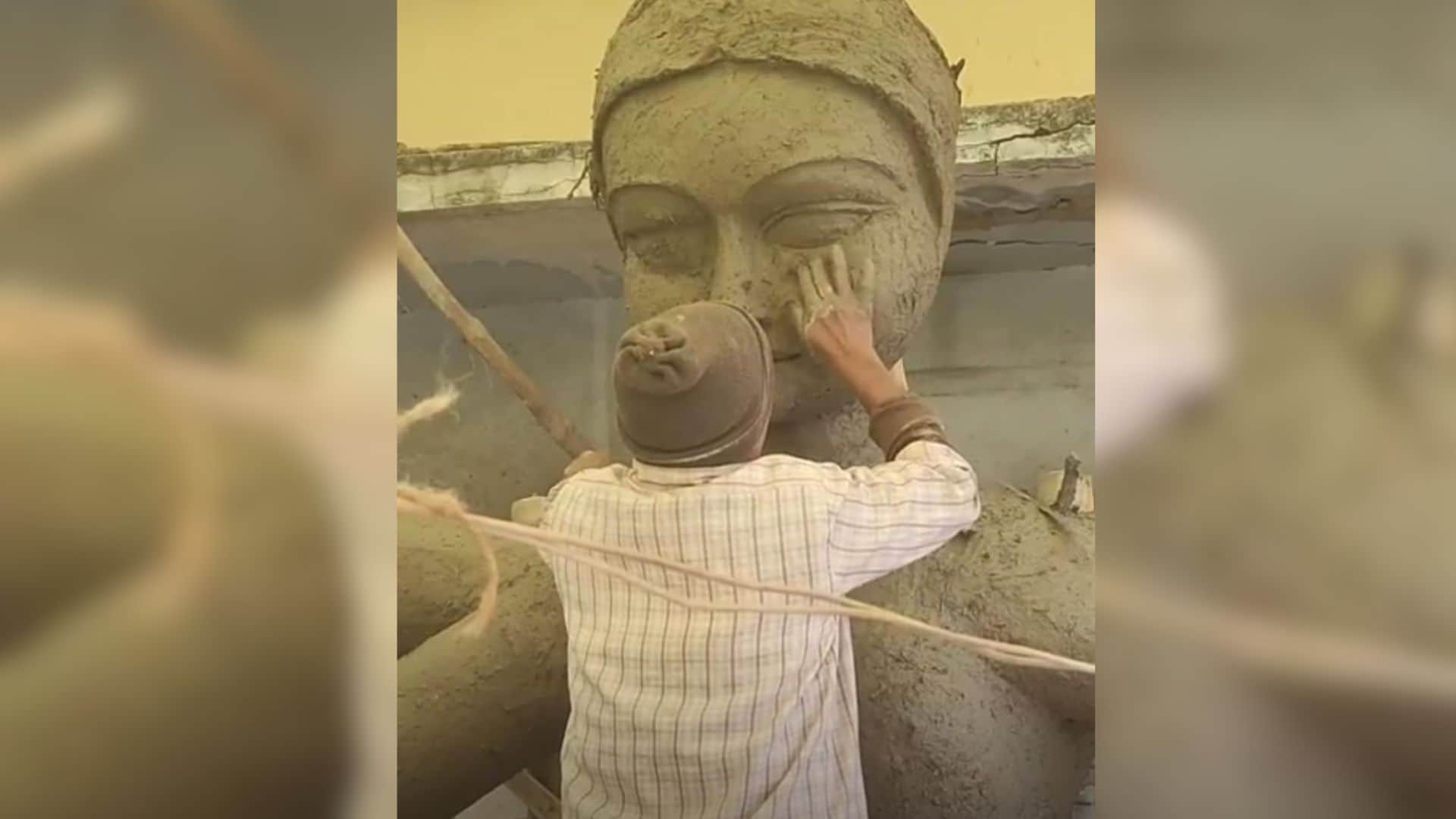 खोजवां स्थित कारखाने में बन रही सबसे ऊंची मां सरस्वती की प्रतिमा