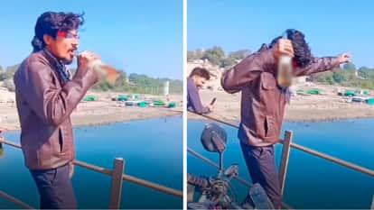 Omkareshwar: Video of youth drinking alcohol & waving bottle on Mortakkka Khedighat Narmada bridge goes viral