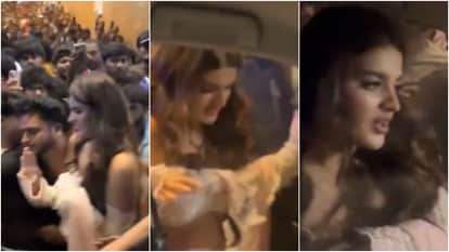 prabhas the raja saab song launch Nidhhi Agerwal stuck in crowd video viral security questions