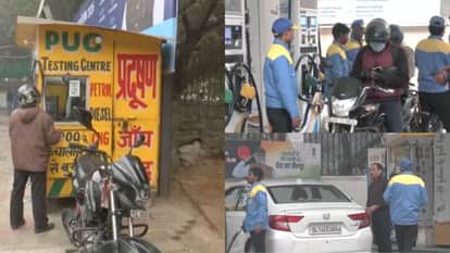 Long queue of vehicle owners for certificate on PUC machines in Delhi