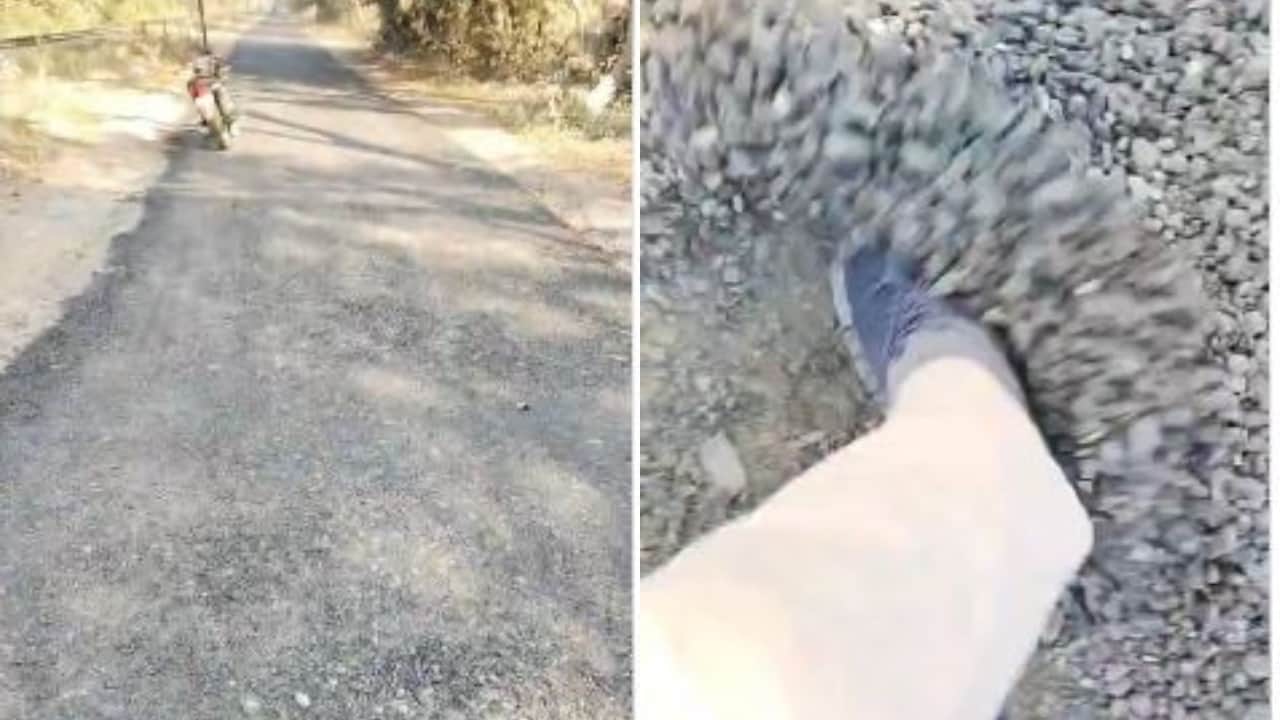 पैर लगते ही उखड़ जा रही सड़क