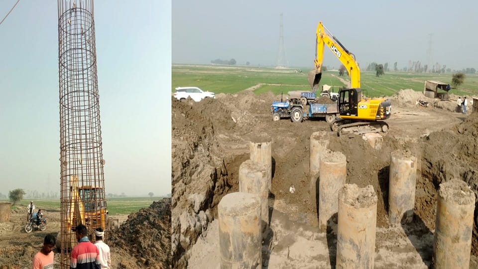 Bridge construction over Yamuna River from Aligarh to Palwal