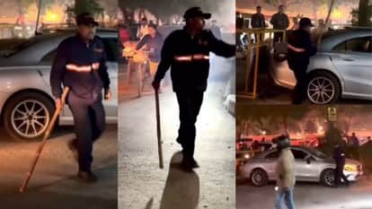 Security guards vandalized a car at Cyber Park in Sector 31, Gurugram