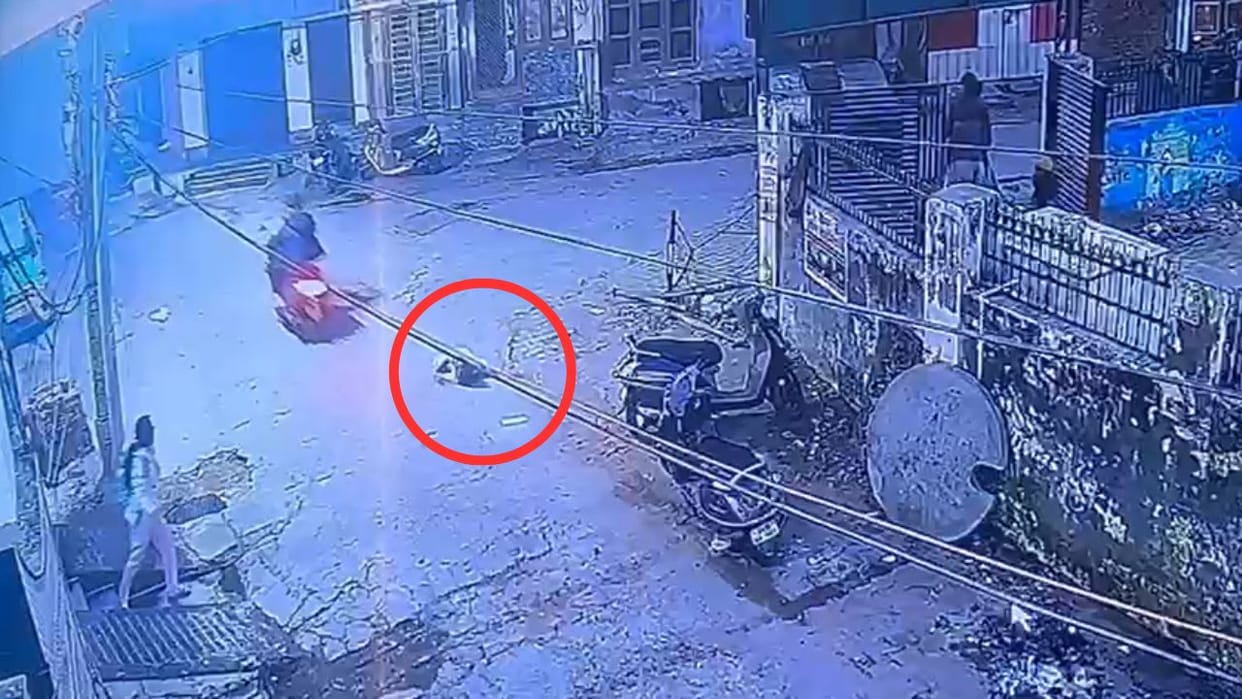 cctv video of Scooty hits girl in Hapur