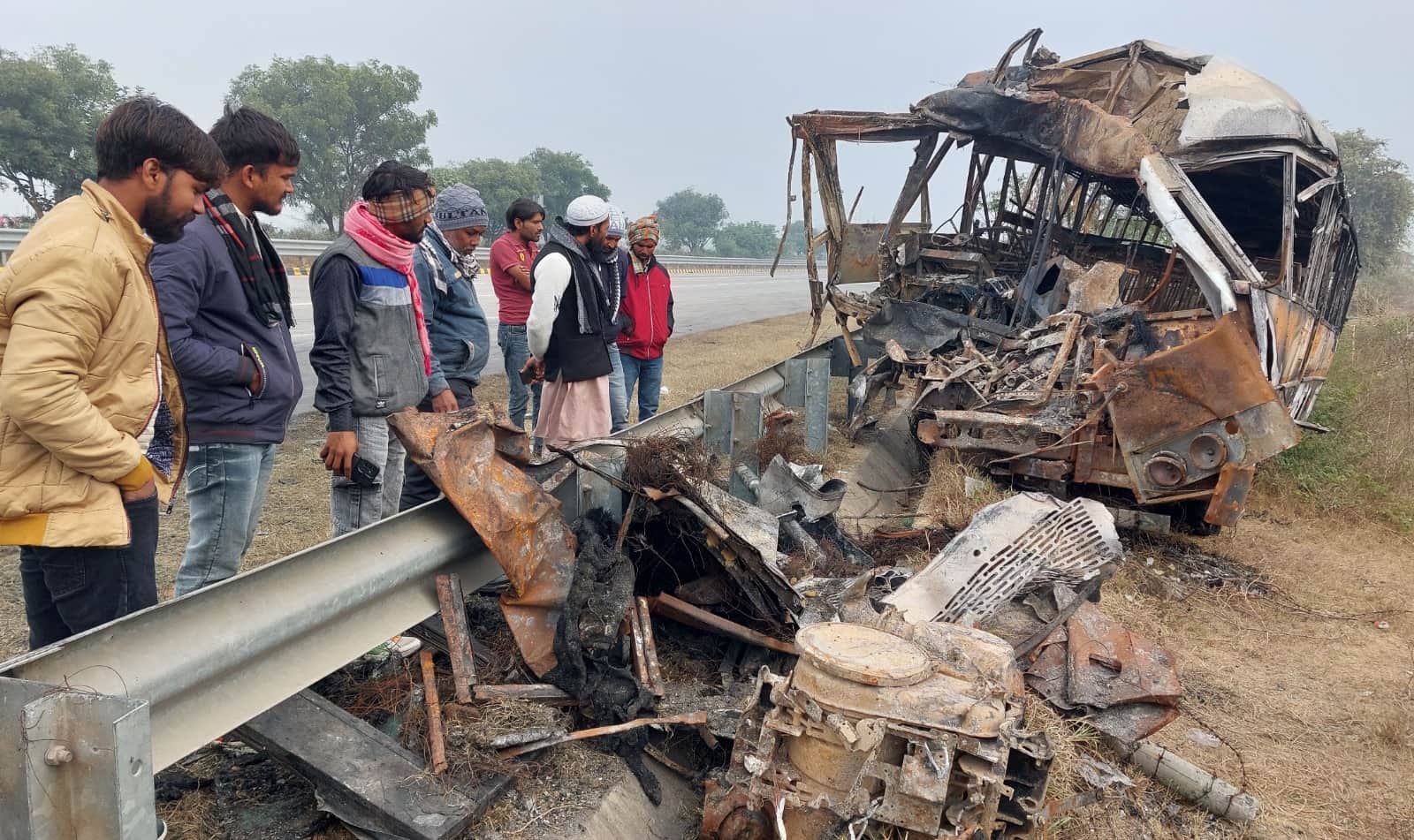 Yamuna Expressway Accident Photos scene at accident site remains shocking even on third day