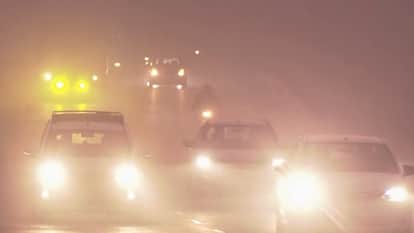 UP: Dense fog in West UP, vehicles kept crawling on the highway, Friday was the coldest day so far in Meerut.