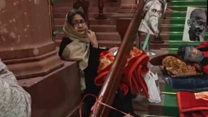 Opposition protest midnight against VB G Ram G Bill passes rajya sabha outside Parliament house