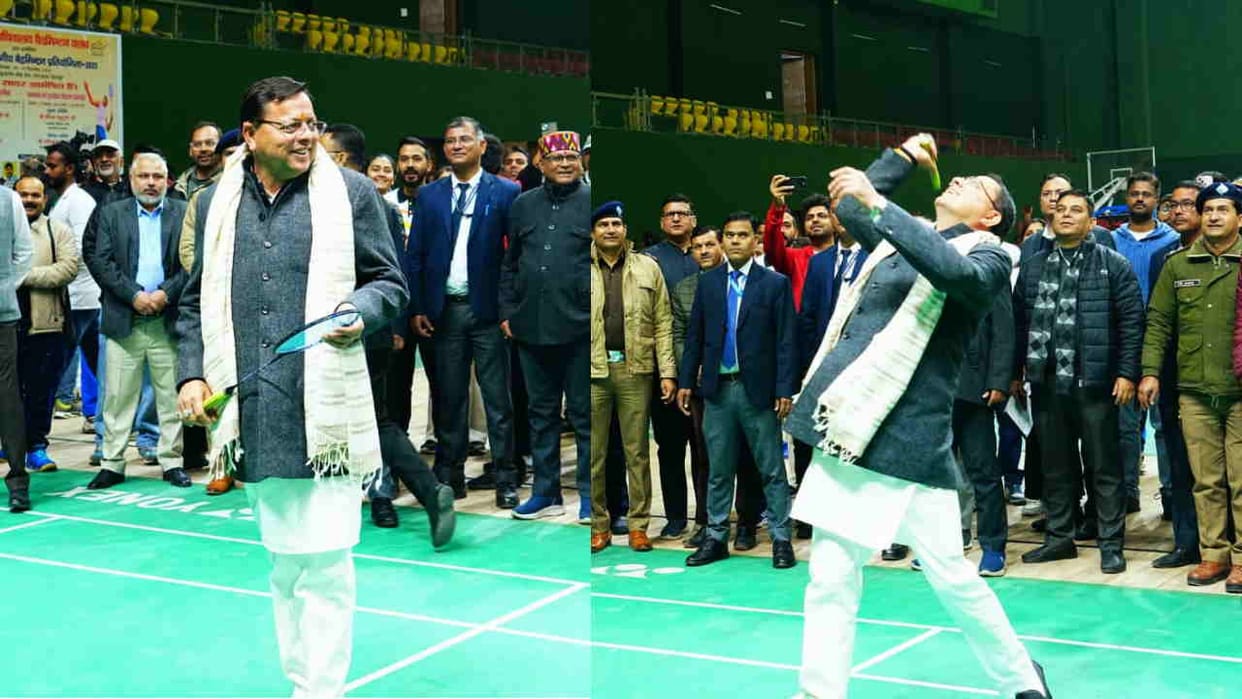 CM Dhami played badminton praised Uttarakhand Secretariat Badminton Club initiative