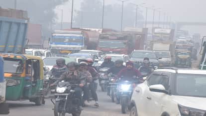 traffic jam from morning till evening on highway in Agra