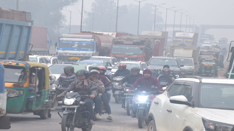 traffic jam from morning till evening on highway in Agra