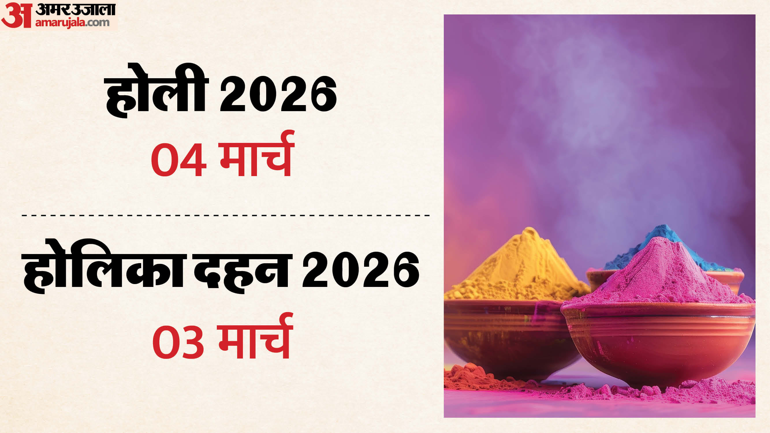 holi 2026 date kab hai holi 3 or 4 march holika dahan bhadra ka saya shubh muhurat samagri chandra grahan