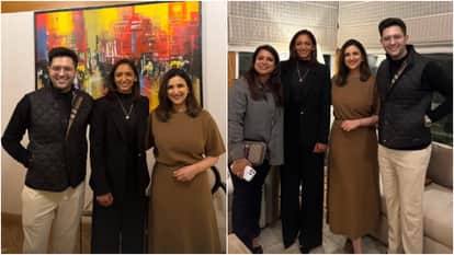 Parineeti Chopra Raghav Chadha Host Indian Women Cricket Team Captain Harmanpreet Kaur At Their Home