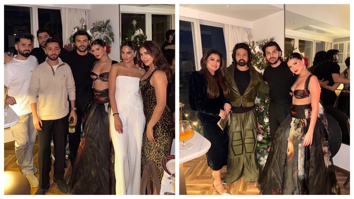 Tara Sutaria Christmas Dinner Party with rumoured boyfriend Veer Pahariya Himesh Reshammiya Bhumi Pednekar