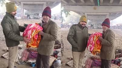 Kanpur policeman became an angel for shivering elderly people he served them tea and distributed blankets