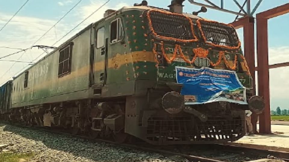 A freight train carrying food grains from Punjab has arrived in Anantnag for the first time