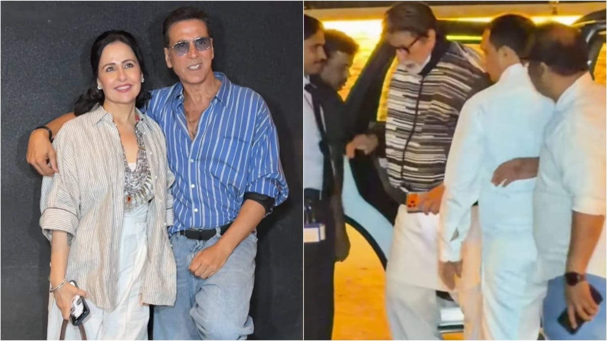 Amitabh Bachchan Akshay Kumar attends Agastya Nanda simar Dharmendra Jaideep Ahlawat Movie Ikkis screening