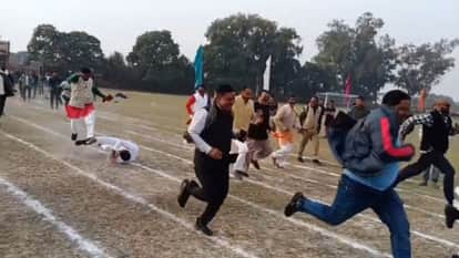 Former minister Hemraj Verma fell on the field while running video goes viral in Pilibhit