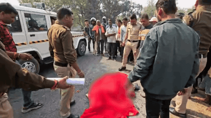 speeding truck hit a couple riding a motorcycle in Janjgir-Champa