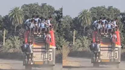 Innocent children sitting on the roof of a bus careless driver speeding video goes viral on Internet