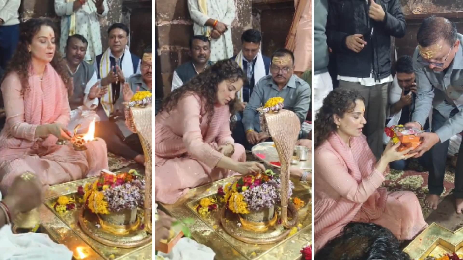 अभिनेत्री कंगना रनौत ने किया बाबा ओंकारेश्वर का पूजन